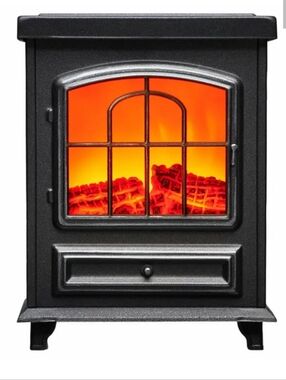 Better Homes And Gardens Black Electric Stove Heater with Orange Flame